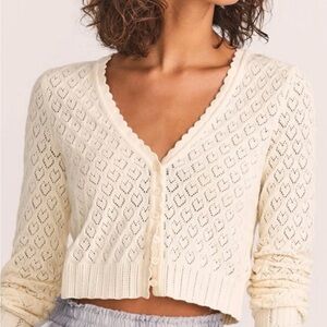 LoveShackFancy Janie Cream Knit Cardigan